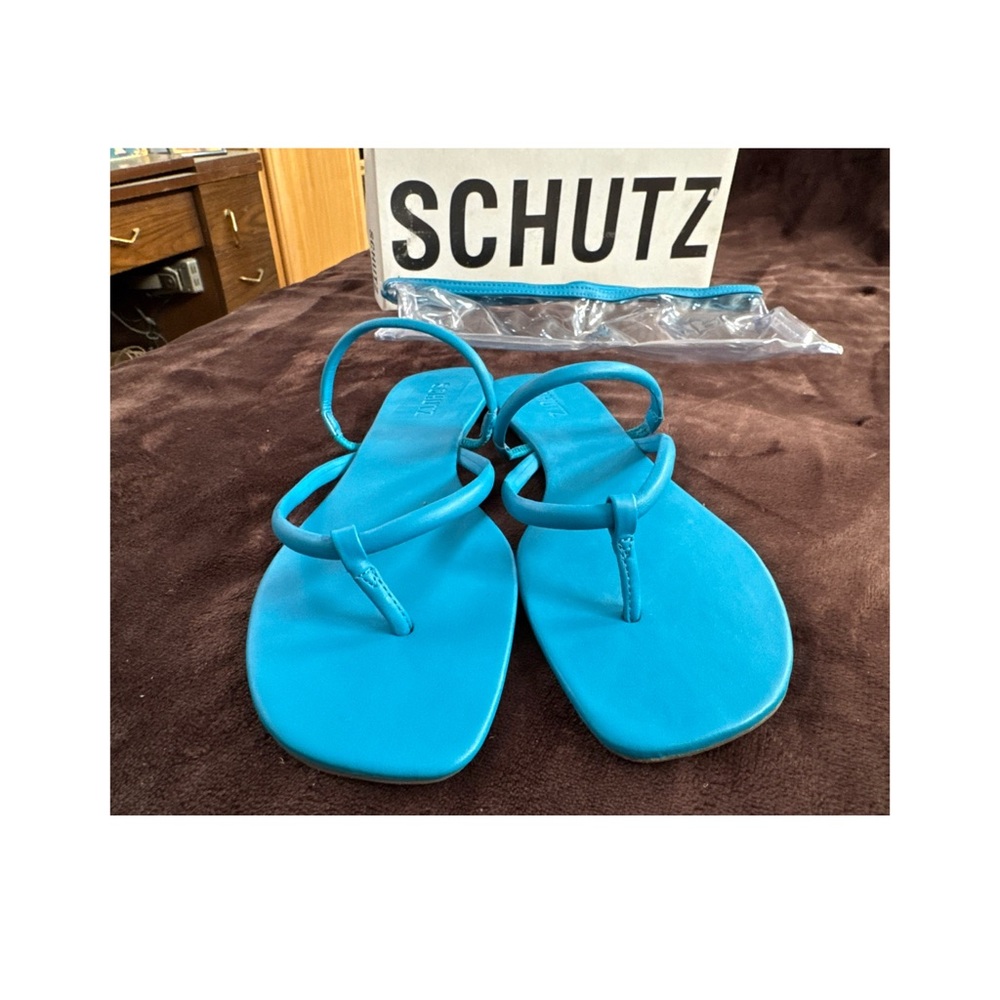 SCHUTZ Bright Blue Sandals season size 9.5 - Picture 6 of 13